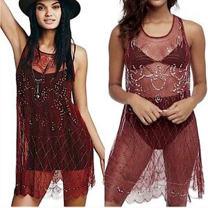 Free People Verona Slip Dress in Maroon - Sz S